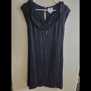 Mayle Silk Black Pleated Ruffle Dress Size 6